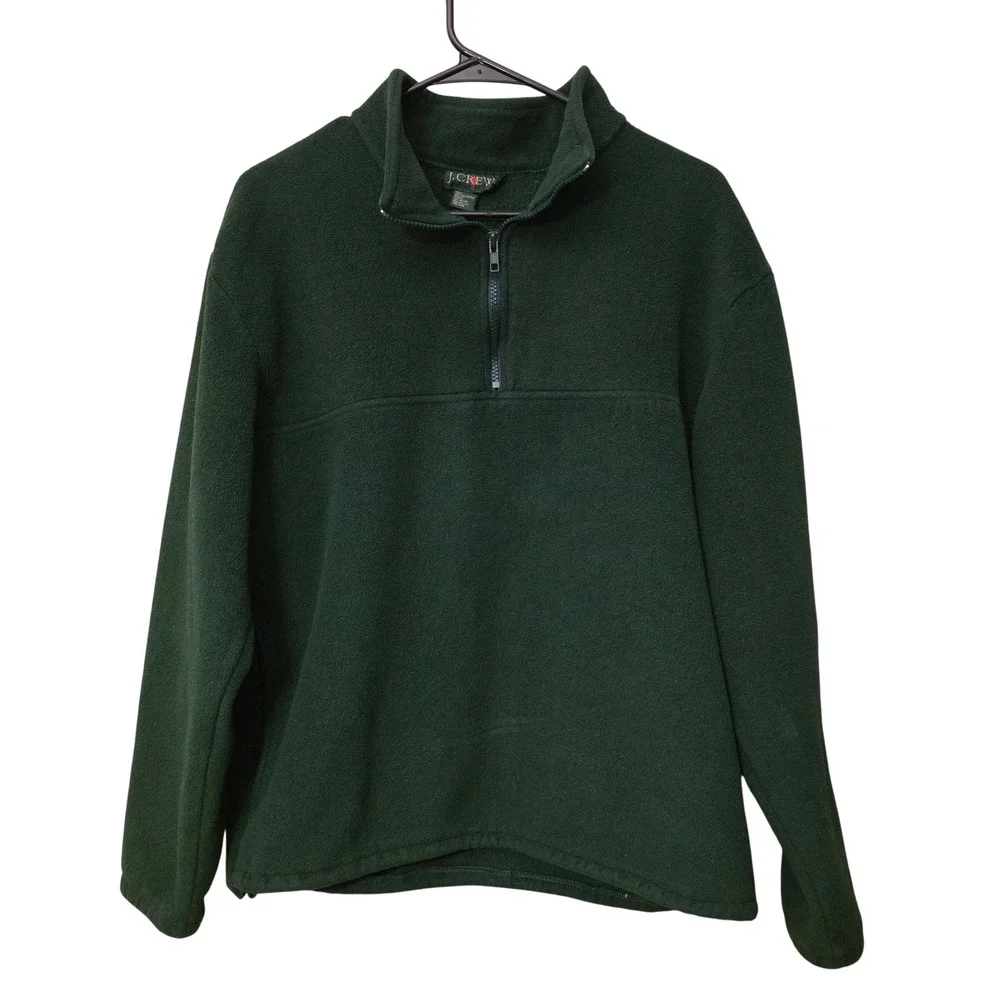 Vintage J Crew Oarsman Collection Fleece Quarter Zip Pullover Green Mens Medium